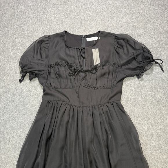 Women's All In Favor Black Sheer Short Sleeve Dress Size L NEW - Picture 9 of 11
